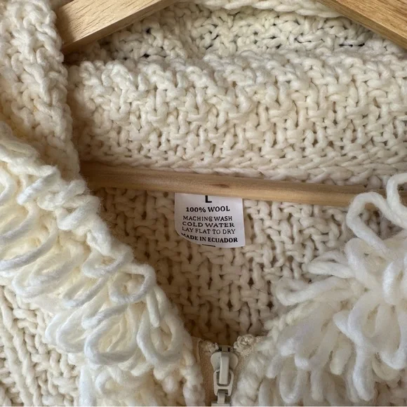 100% WOOL CHUNKY KNIT HOODED CARDIGAN - Picture 4 of 4